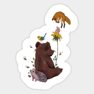 Baby bear and hedgehog Sticker